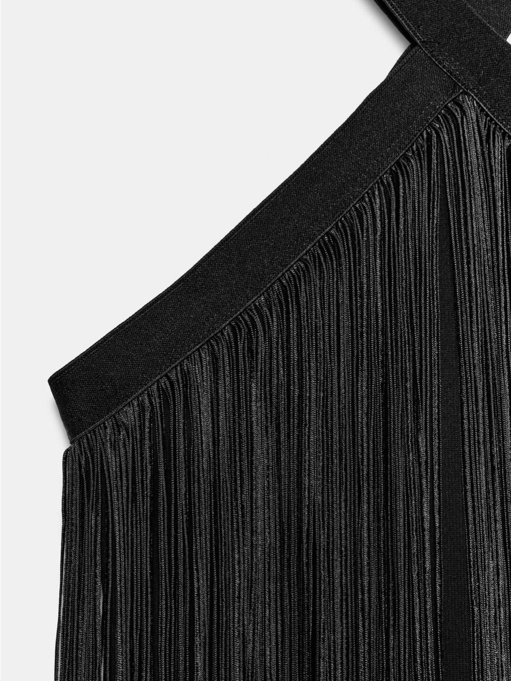 Zara Black Fringe Halter Mini Dress with Crisscross Straps Size Medium NWT - Picture 10 of 10